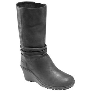 KEEN Akita Grey Leather Wedge Slouchy Mid Calf Boot Womens Sz 6.5